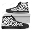 White And Black Halloween Bat Print Black High Top Shoes For Men And Women