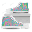 Rainbow Holographic Print White High Top Shoes For Men And Women