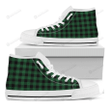 Green And Black Buffalo Check Print White High Top Shoes For Men And Women