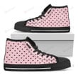 Black And Pink Cat Pattern Print Black High Top Shoes