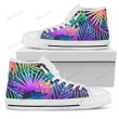 Neon Flower Tropical Palm Leaves Women High Top Shoes