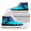 Jumping Horse Blue Night Sprinkle Star High Top Shoes