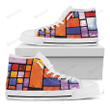 Colorful Stained Glass Mosaic Print White High Top Shoes For Men And Women