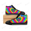 Rainbow Flame Heart Peace-Love-Unity High Top Shoes