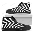 Black And White Zigzag Dazzle Print Black High Top Shoes