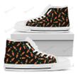 Black Carrot Pattern Print White High Top Shoes For Men And Women