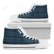 Blue Green And Red Tartan Pattern Print White High Top Shoes For Men And Women