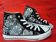 Glow In The Dark Sugar Skull Faces Halloween High Top Shoes