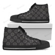 Black And White Volleyball Pattern Print Black High Top Shoes