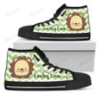 Green Wave Pattern Lion High Top Shoes