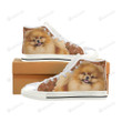 Pomeranian Dog White Women's Classic High Top Canvas Shoes