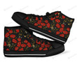 Red Floral Poppy Pattern Print High Top Shoes