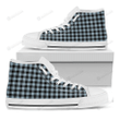 Steel Blue And Black Buffalo Check Print White High Top Shoes For Men And Women