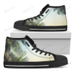 Vintage Coconut Tree Print Black High Top Shoes For Men And Women