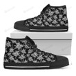 Black And White Coconut Tree Print Black High Top Shoes