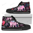 Pink Elephant Pattern High Top Shoes