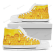 Sweet Honey Bee Hive Print White High Top Shoes For Men And Women