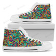 Psychedelic Trippy Floral Design Women High Top Shoes