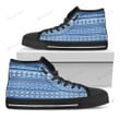 Blue Native American Aztec Pattern Print Black High Top Shoes