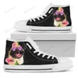 Interesting Pug FlowerBlack High Top Shoes