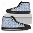 Blue Mermaid Scales Pattern High Top Shoes