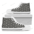 Black And White Geometric Floral Print White High Top Shoes For Men And Women