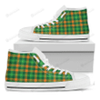 St. Patrick's Day Buffalo Check Print White High Top Shoes For Men And Women