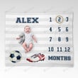 Personalized Baby Monthly Milestone Blanket, Football Blanket For Newborn, Gifts For New Mom,Baby Sports Nursery Blanket