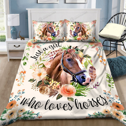 Just A Girl Who Loves Horses Cotton Bed Sheets Spread Comforter Duvet Cover Bedding Sets