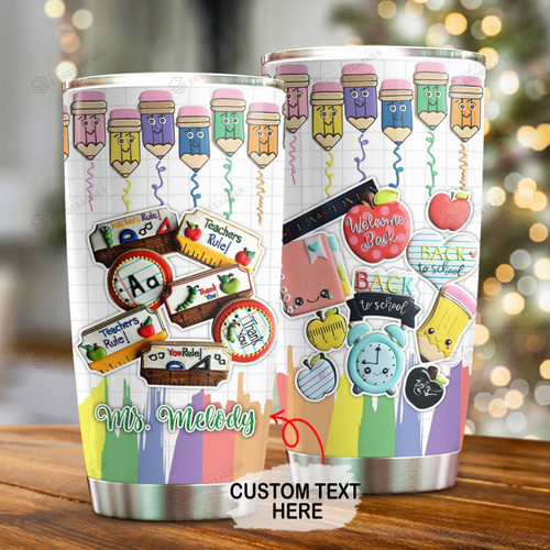 Personalized Teacher Back To School Stainless Steel Tumbler, Tumbler Cups For Coffee/Tea, Great Customized Gifts For Birthday Anniversary