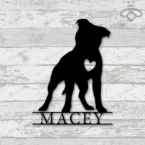 Custom Pitbull Metal Wall Art With Led Lights, Personalized Pets Sign Decoration For Room, Dog Lovers Outdoor Home Decor Gift