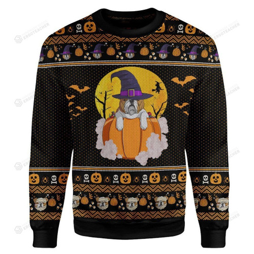 3d Bulldog Halloween Ugly Sweater Custom Sweatshirt Apparel