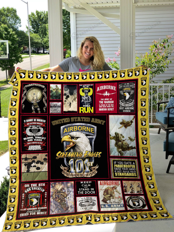 101st Airborne Veteran Keep Calm And Stand In The Door Quilt Blanket Great Customized Blanket Gifts For Birthday Christmas Thanksgiving