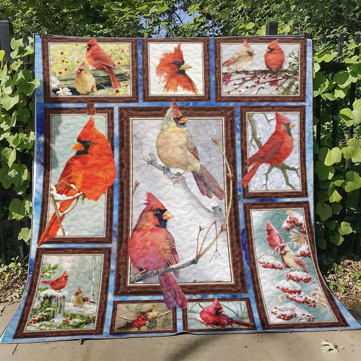 3d Cardinal On The Tree Quilt Blanket Great Customized Blanket Gifts For Birthday Christmas Thanksgiving