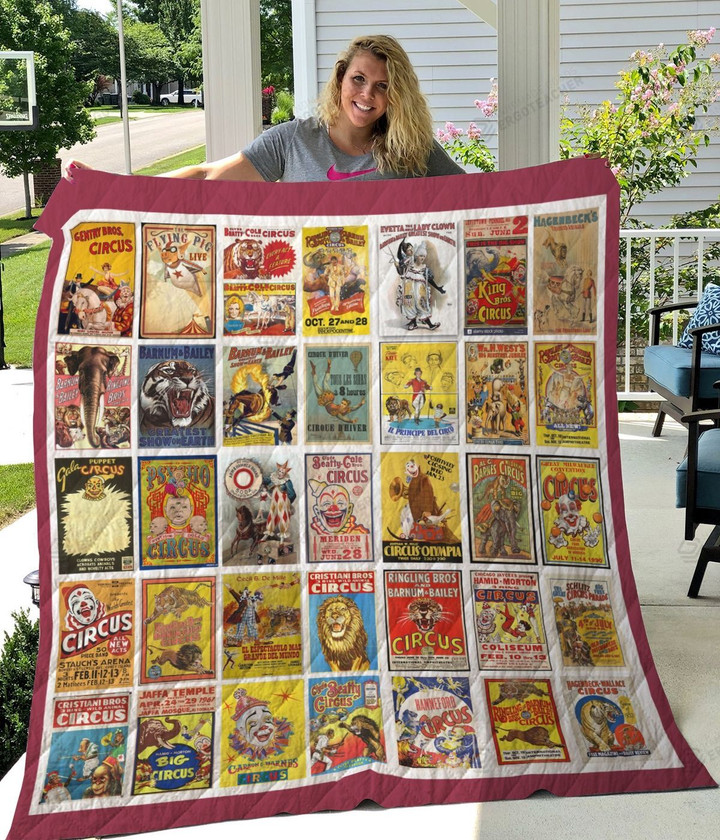 230 Vintage Circus Poster Quilt Blanket 01