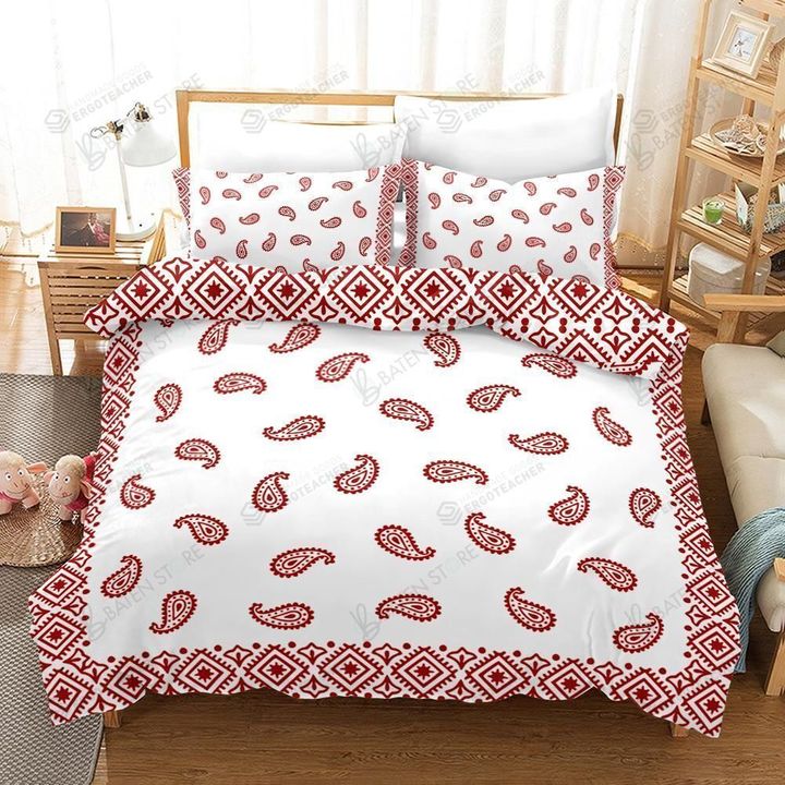3d Abstract Red Paisley Pattern Bed Sheets Duvet Cover Bedding Set Great Gifts For Birthday Christmas Thanksgiving