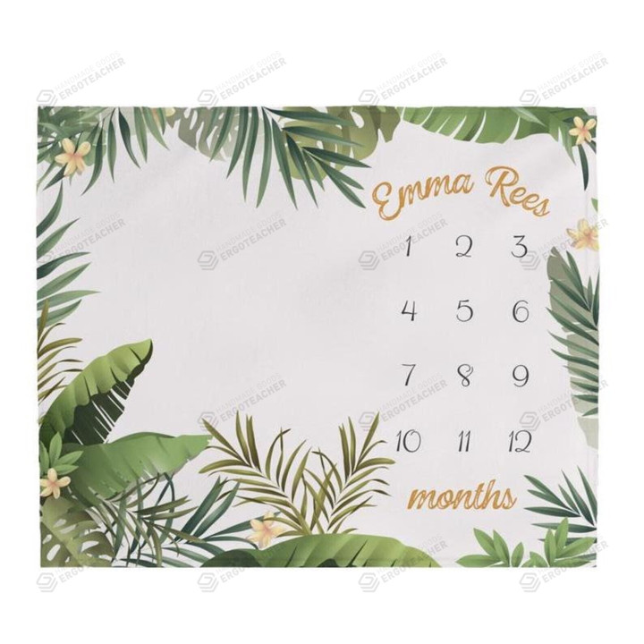 Personalized Wild Jungle Monthly Milestone Blanket, Newborn Blanket, Baby Shower Gift Adventure Awaits Monthly Growth