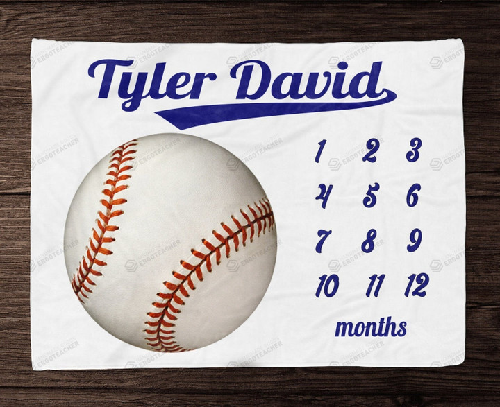 Personalized Baseball Monthly Milestone Blanket, Newborn Blanket, Baby Shower Gift Track Growth Keepsake