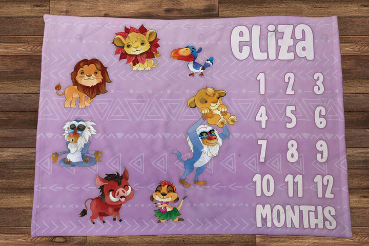 Personalized The Lion King Monthly Milestone Blanket, Newborn Blanket, Baby Shower Gift Track Growth Keepsake