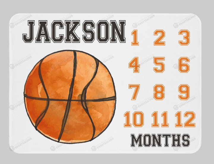 Personalized Basketball Monthly Milestone Blanket, Newborn Blanket, Baby Shower Gift Track Growth Keepsake