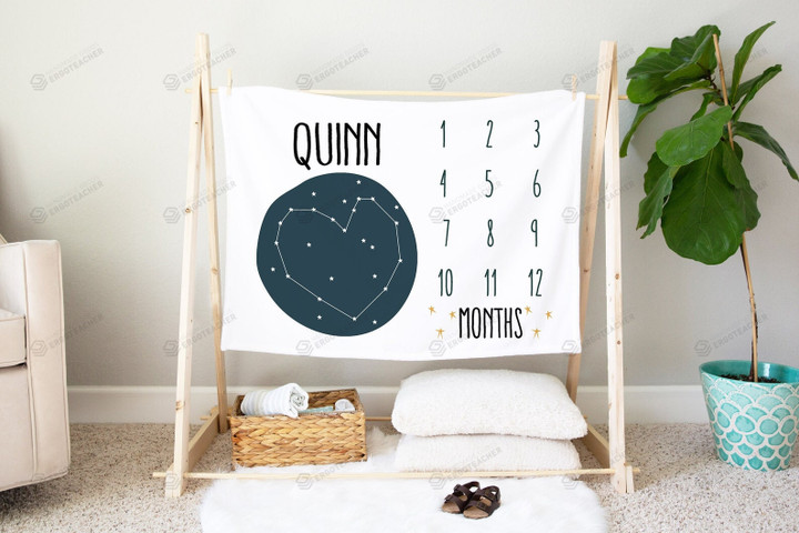 Personalized Constellations Stars Monthly Milestone Blanket, Newborn Blanket, Baby Shower Gift Grow Chart Monthly