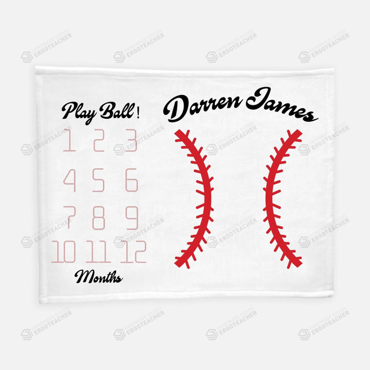 Personalized Baseball Monthly Milestone Blanket, Play Ball Newborn Blanket, Baby Shower Gift Adventure Awaits Monthly Growth