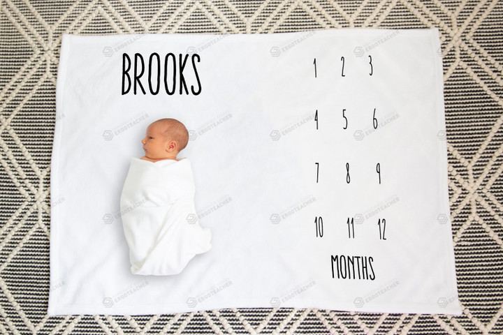 Personalized Track Growth Monthly Milestone Blanket, Newborn Blanket, Baby Shower Gift Track Growth And Age Monthly
