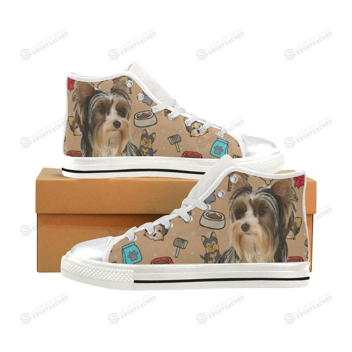 Biewer Terrier White Classic High Top Canvas Shoes