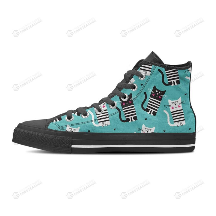 Love Turquoise Cat Print High Top Shoes
