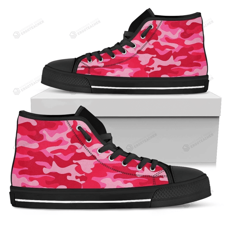 Hot Pink Camouflage Print High Top Shoes For Women