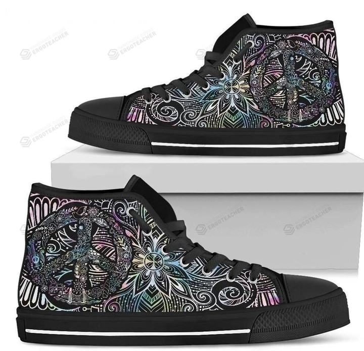 Peace Sign Hippie High Top Shoes