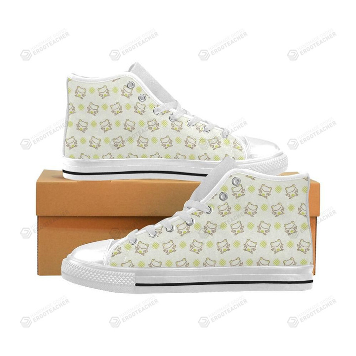 Cute Cartoon Frog Baby Pattern High Top Shoes White