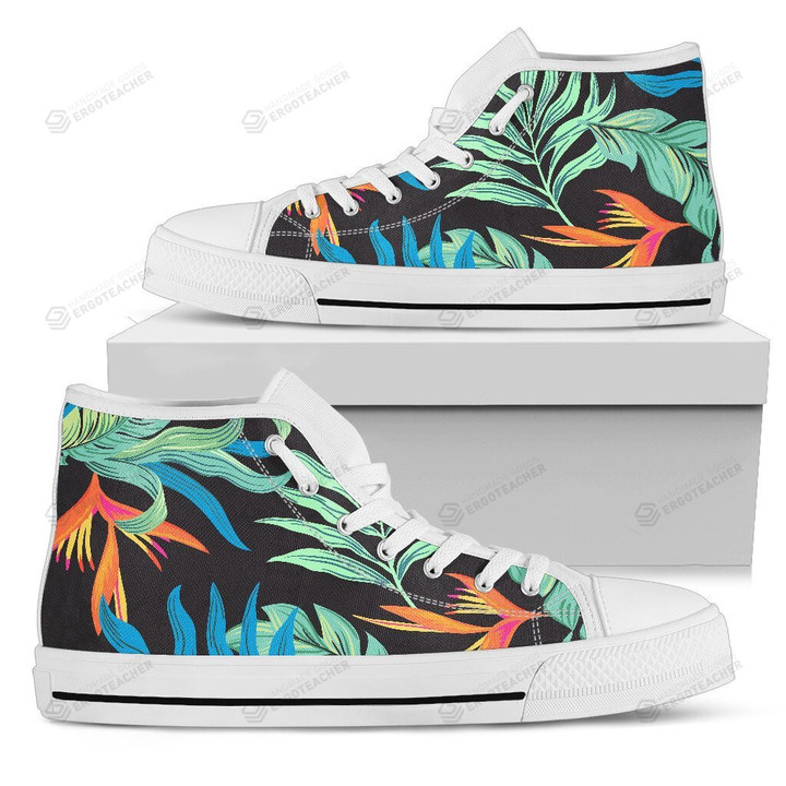 Tropical Palm Leaves Hawaiian Flower Women High Top Shoes