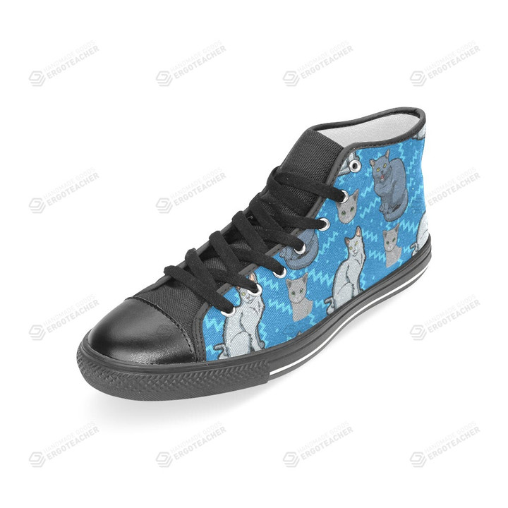 Russian Blue Black Classic High Top Canvas Shoes